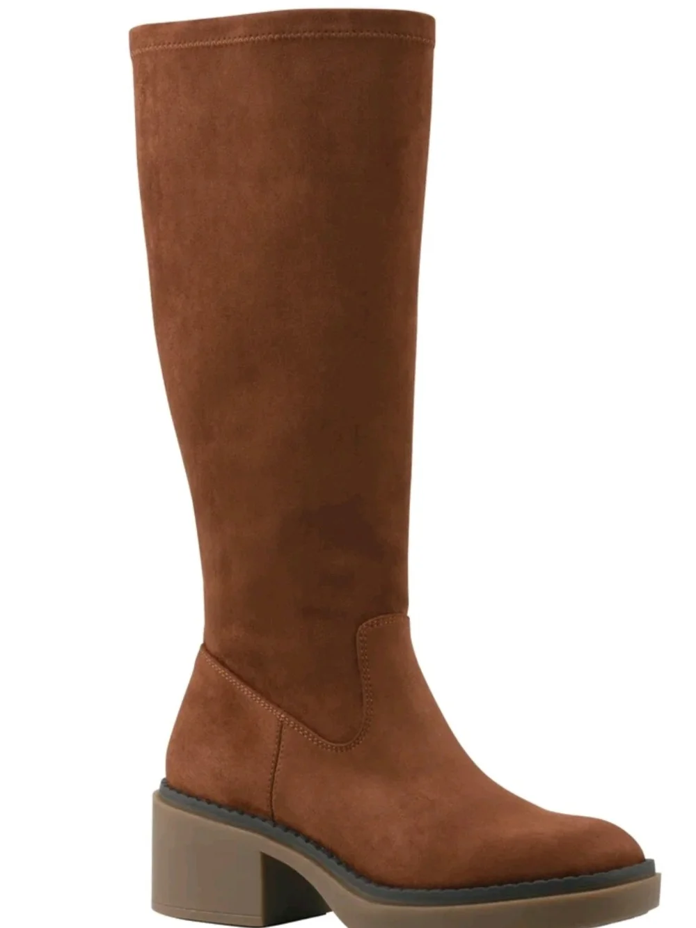 Women's Tall Brown Suede Block Heel Boot